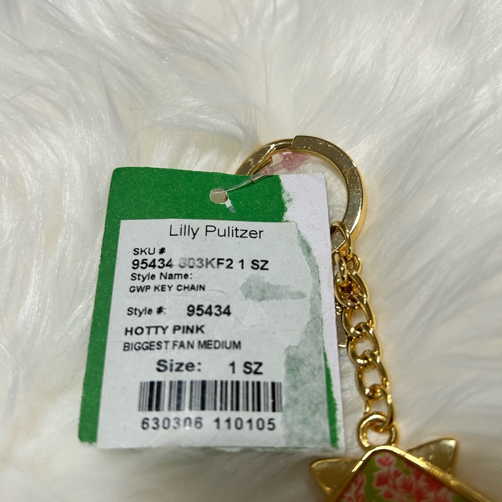 Lilly Pulitzer Shell Yeah Seashell Shaped Keychain Hotty Pink Biggest Fan Print - Picture 2 of 8